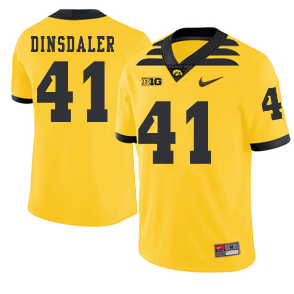 2019 Men #41 Colton Dinsdaler Iowa Hawkeyes College Football Alternate Jerseys Sale-Gold